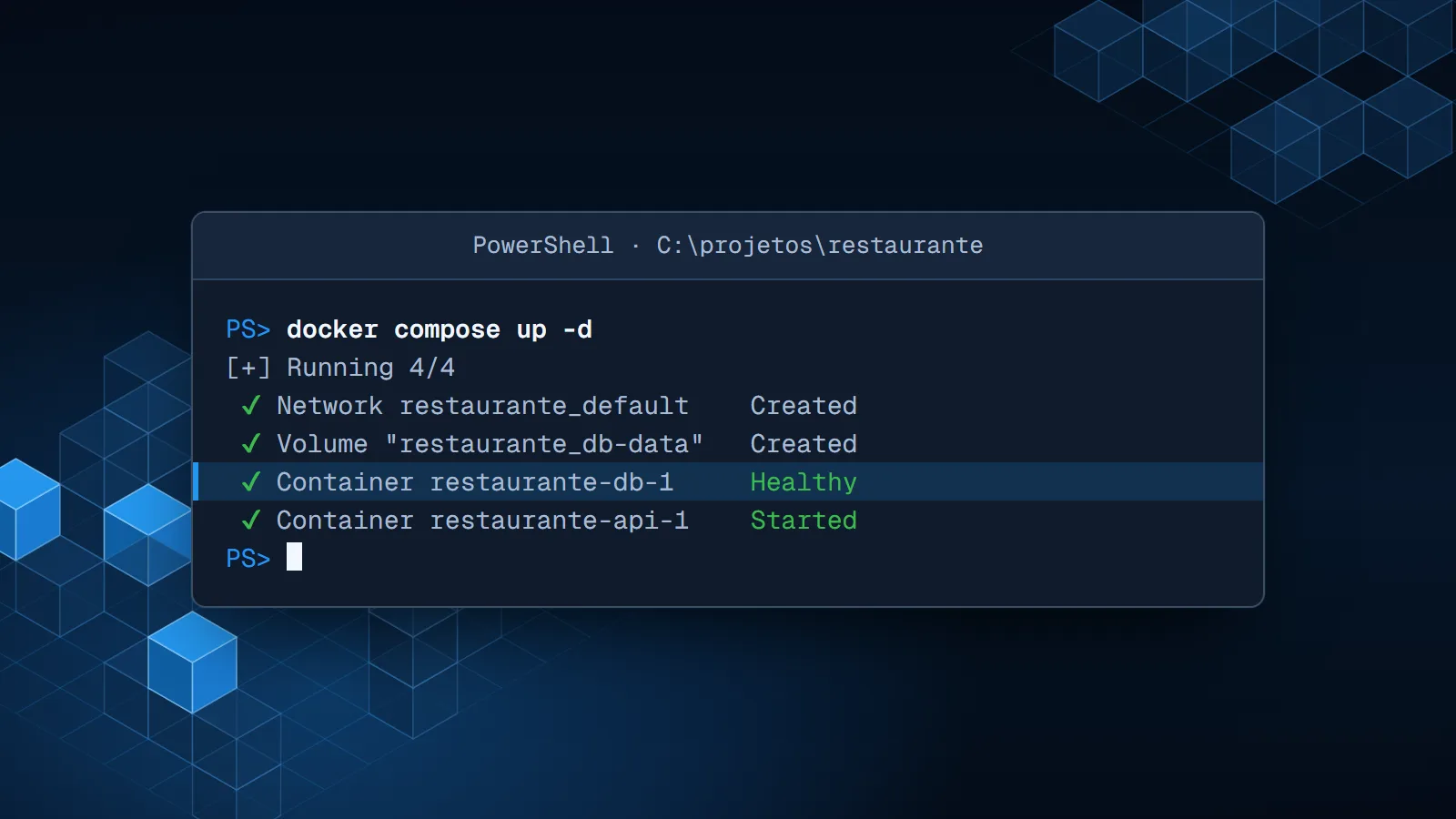 Terminal docker compose up